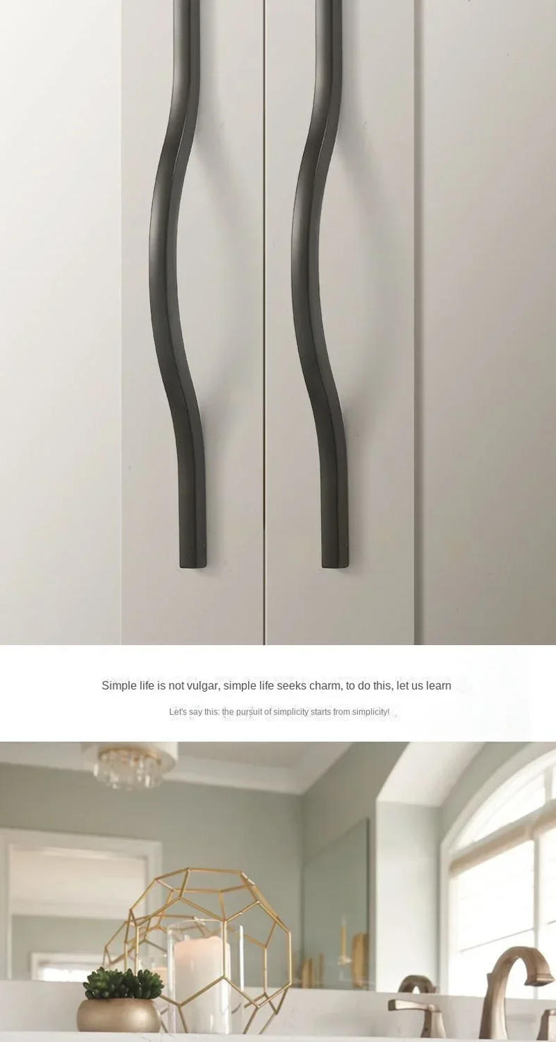 Description Picture 6 of itemHigh-end Wardrobe Handles Light Luxury Modern Minimalist Cabinets Black Gold Drawers Long Handles Cabinet Doors Wardrobe Door
