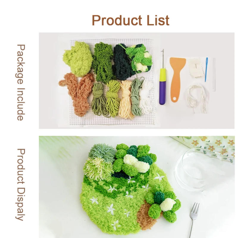 Description Picture 3 of itemLatch Hook Coaster Kits for Adults Beginners Moss Simple Embroidery DIY Crochet Yarn Rugs Hooking Craft Kit for Gift Home Decor
