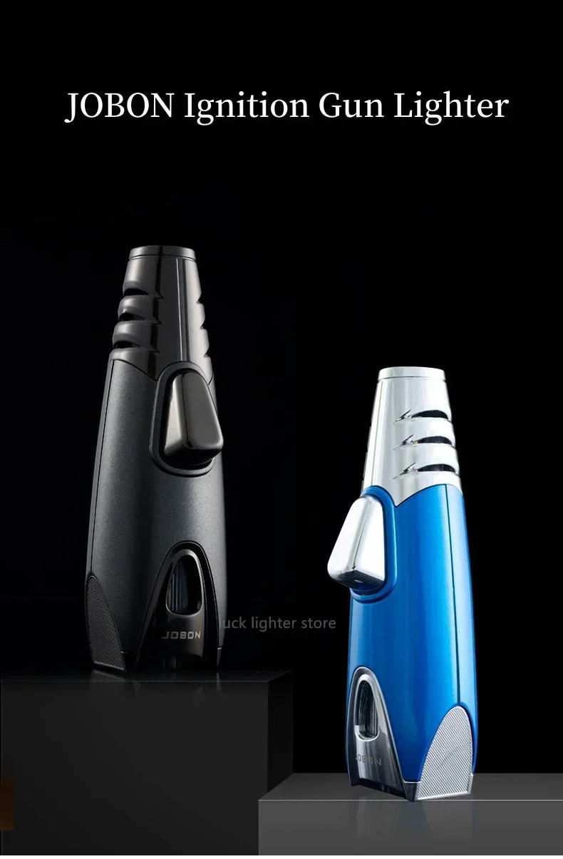 Description Picture 2 of itemJOBON Metal Outdoor Windproof Butane Gas Lighter Turbine Torch Blue Flame Strong Fire Pistol Kitchen BBQ Baking Camping Tools