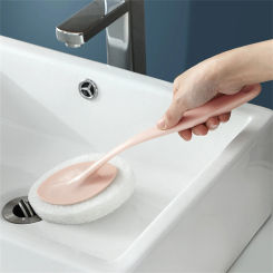 1pc Long Handle Sponge Cleaning Brush For Tile Bathtub And Pool - Efficient Bathroom Cleaning Tool Bathroom Accessories