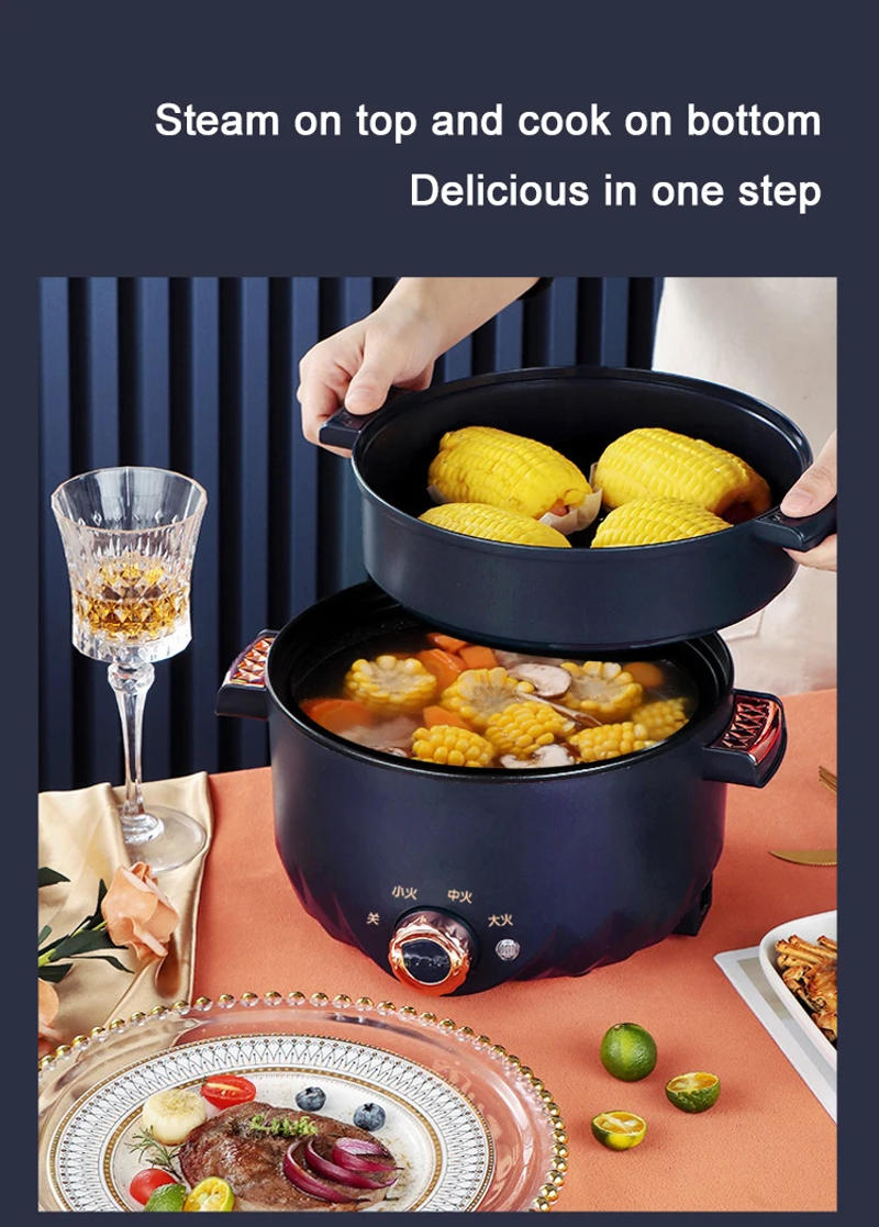 Description Picture 4 of item220V Multifunctional Electric Cooker Heating Pan Stew Cooking Pot Hot Pot Noodles Eggs Soup Steamer Rice Cooker Food Frying Pan