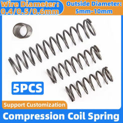 5PCS Wire Diameter 0.4/0.5/0.6mm Strong Spring Steel 65MN Compression Spring OD 5mm-10mm Length 10mm-50mm Customizable