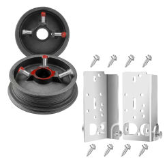 Sectional Garage Door Standard Lift Cable Drum + Bottom Brackets Steel Heavy Duty Hardware Accessories Parts Replacement Kit