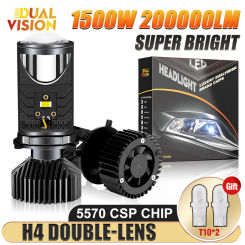 2PC 1500W 200000LM Auto Lamp Mini Lens LED H4 LHD Bulbs Headlight Car Motorcycle Dual Projector Lens LED Automotive Moto 12V 24V