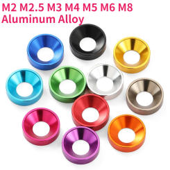 M2 M2.5 M3 M4 M5 M6 M8 Colourful Anodized Aluminum Alloy Countersunk Head Washer Head Bolt Washers Gasket Flat Head Washer