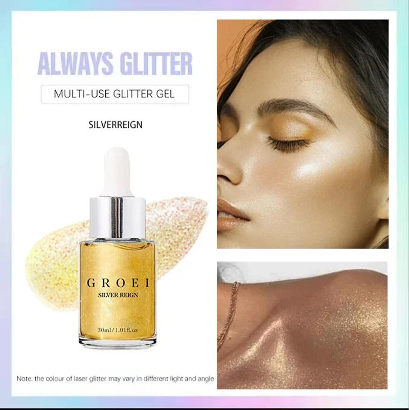 Description Picture 6 of item5 Color Diamond Highlighter Powder Oil Waterproof High Gloss Glitter Body Bronzer Highlight Oil Lasting Face Contour Illuminator