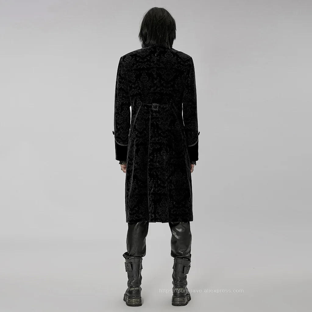 Description Picture 5 of itemPUNK RAVE Men's Gothic Gorgeous Printed Spliced Collar Long Coat Party Club Halloween Black Outwear Autumn Winter Mens Jacket