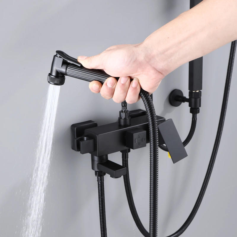Description Picture 4 of itemBlack Shower Faucet Set  Rainfall High Quality All Metal Bathtub  Mixer Tap 4-way With Bidet Can Adjusted the Height