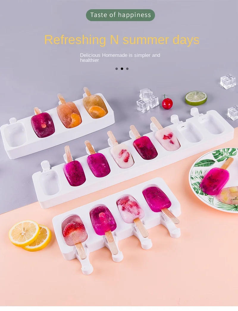 Description Picture 3 of itemSilicone Ice Cream Mold DIY Chocolate Dessert Popsicle Moulds Tray Ice Cube Maker Homemade Tools Summer Party Supplies