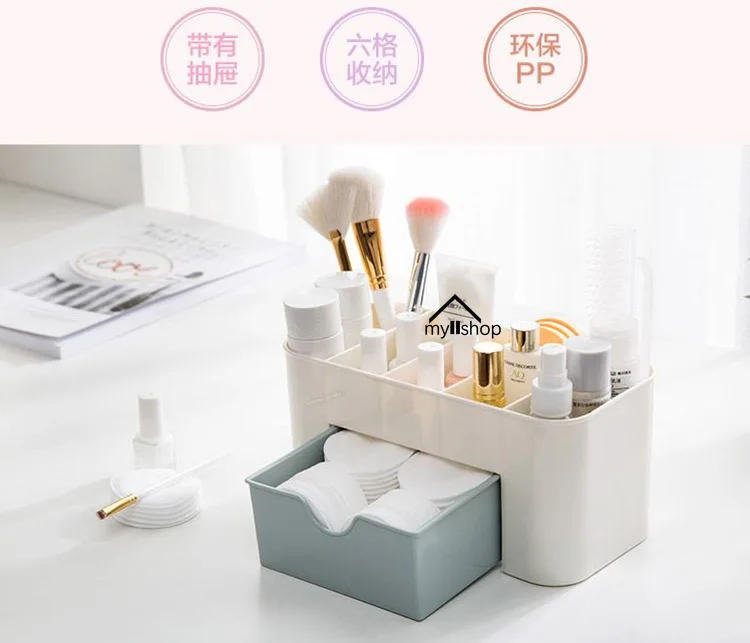 Description Picture 6 of itemPlastic Makeup Organizers Storage Box Double Layer Jewelry Display Box Cosmetic Drawers Case Desktop Container Boxes Organizer
