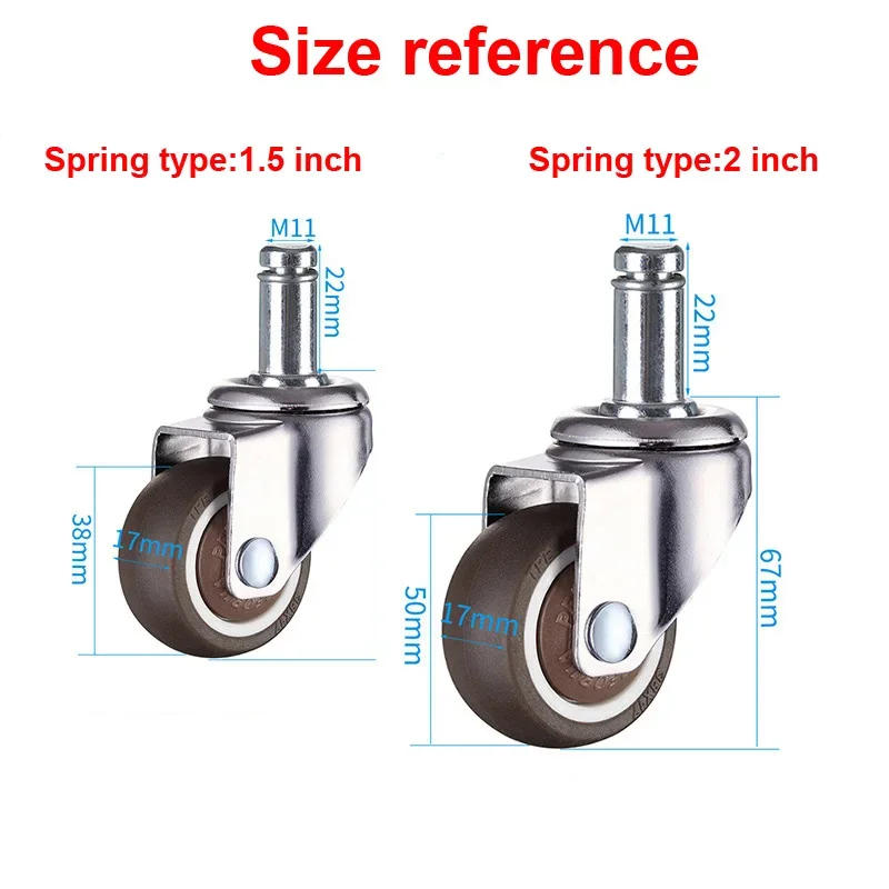 Description Picture 6 of item5pcs/Lot Office Chair Caster Wheels 1.5/2 Inch Swivel Soft Rubber TPE Replacement Furniture Hardware