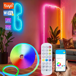 1-5M Tuya WiFi USB LED RGB Neon Strip Light DC5V Smart Strip Light IP67 Waterproof RGB LED Flexible Tape Color Change with Alexa