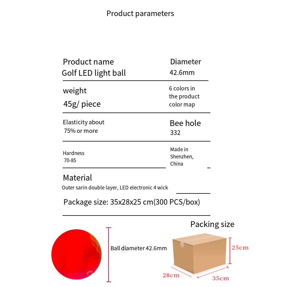 Description Picture 6 of itemLED Glowing Golf Balls Glowing Golf Balls At Night - Glow in The Dark Balls 6pcs Golf Ball Set Red Blue White Pink Green