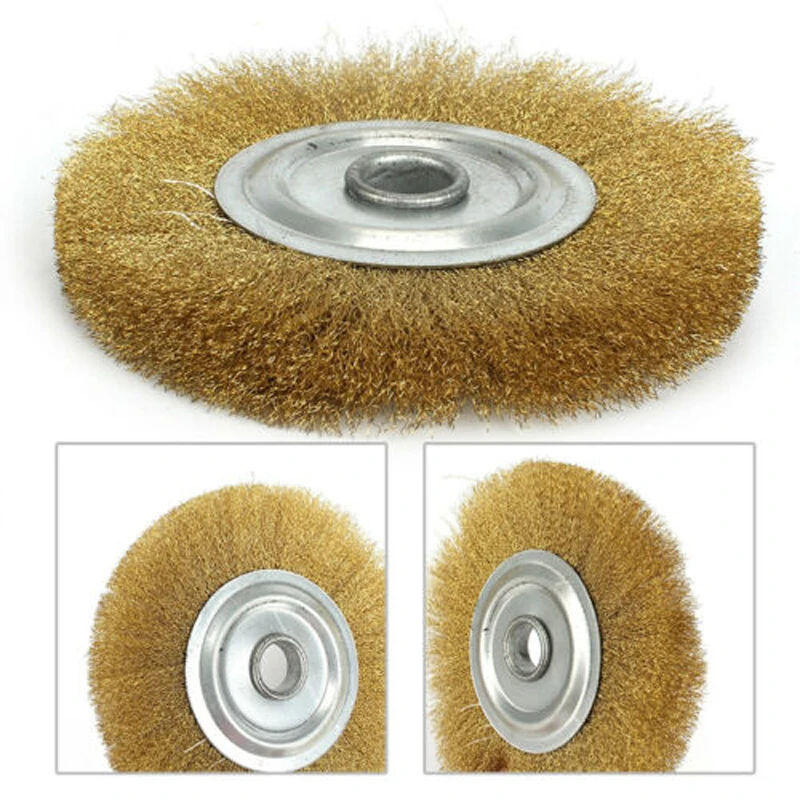 Description Picture 3 of item5Inch Wire Brush Pure Copper Wire Wheel Round Brass Brush Soft Wire Brush Wheel For Bench Grinder Metal Polishing Deburring Tool