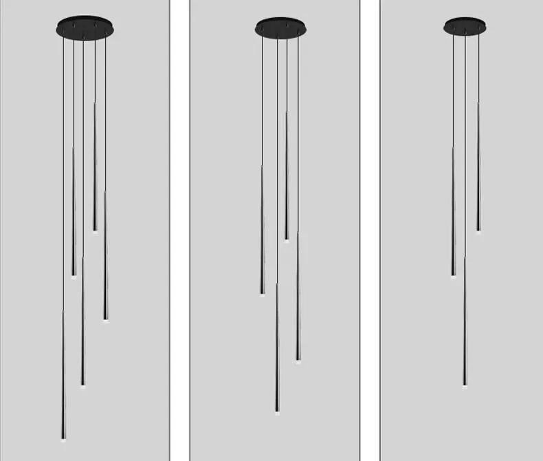 Description Picture 5 of itemModern Black LED Staircase Chandeliers Round Tube Long Line Hanging Lamps for Stair Island Nordic Attic Indoor Lighting Fixtures