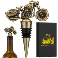 LKKCHER Motorcycle Wine Bottle Stopper Zinc Alloy and Food Grade Standard Silicone Stopper Cool Birthday Gifts for Men Boyfriend