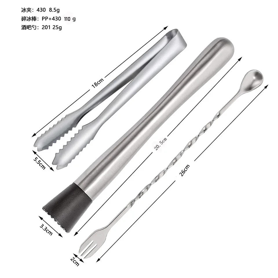 Description Picture 3 of item8 Inch Cocktail Muddler and Mixing Spoon, Stainless Steel Cocktail Muddler Home Bar Bartender Tool Barware Set