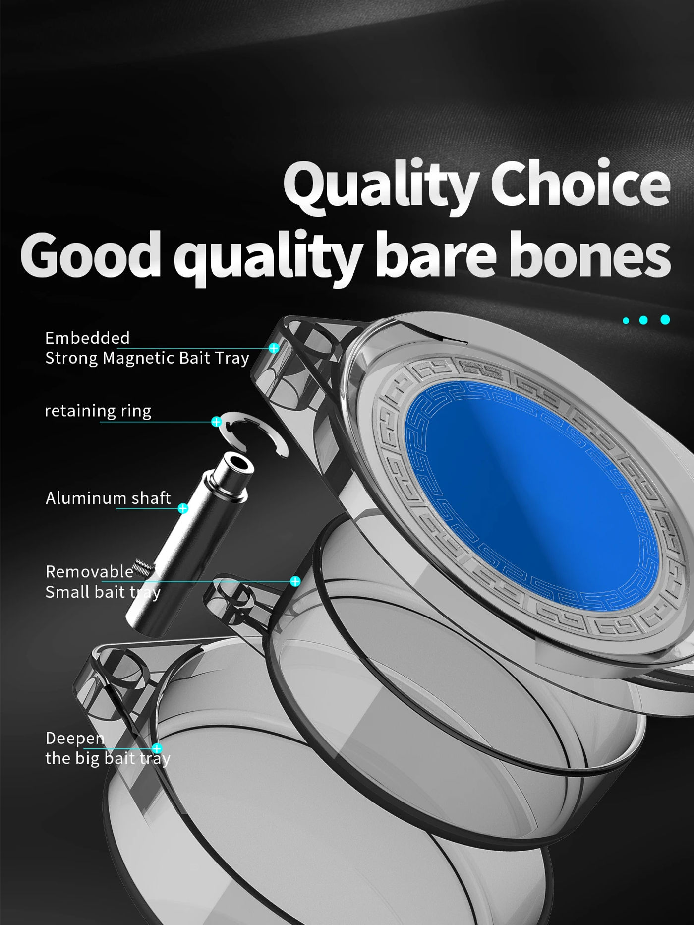 Description Picture 6 of itemFish Bowl Bait Plate 3in1 Bait Tray Basin Fish Food Box Bowl Strong Full Magnetic Lure Storage Box Fishing Accessories