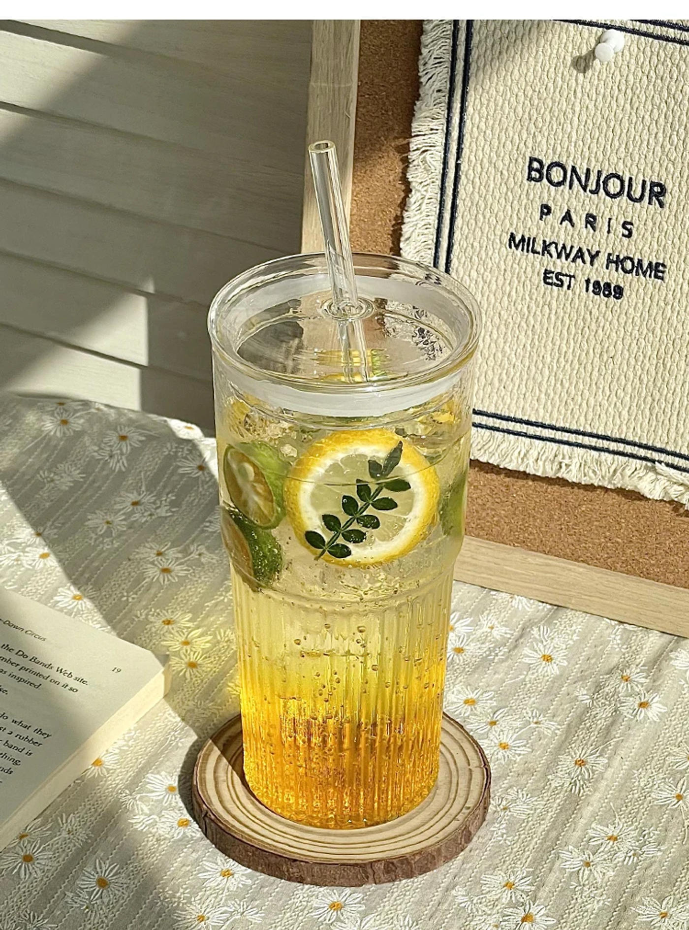 Description Picture 5 of itemTransparent Heat-Resistant Glass Cup Creative Round Cold Drink Juice Straw Cup Household Tea Cups Brief Large Capacity