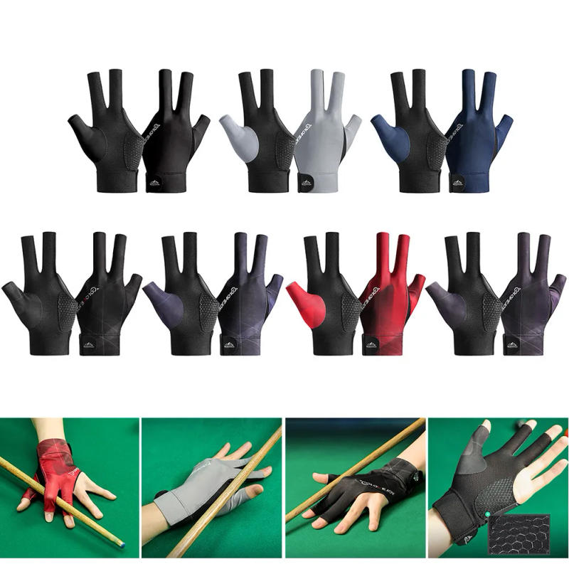 Description Picture 5 of itemOpen Finger Billiard Gloves Breathable Polyester Snooker Sport Glove Adjustable Sticker Smooth Soft Lightweight Amateur Training