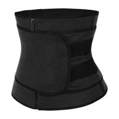 Belly Panties Waist Trainer Body Shapers High Waist Shapewear Panty Velcro zipper with waistband S zipper single belt black 1.3M