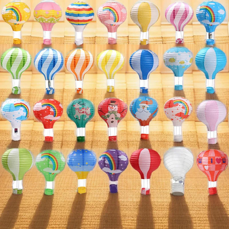 Description Picture 2 of item30cm Santa Claus Elk Snowflake Lantern Hot Air Balloon Paper Lantern Kids Hanging Birthday Party Wedding Christmas Decoration