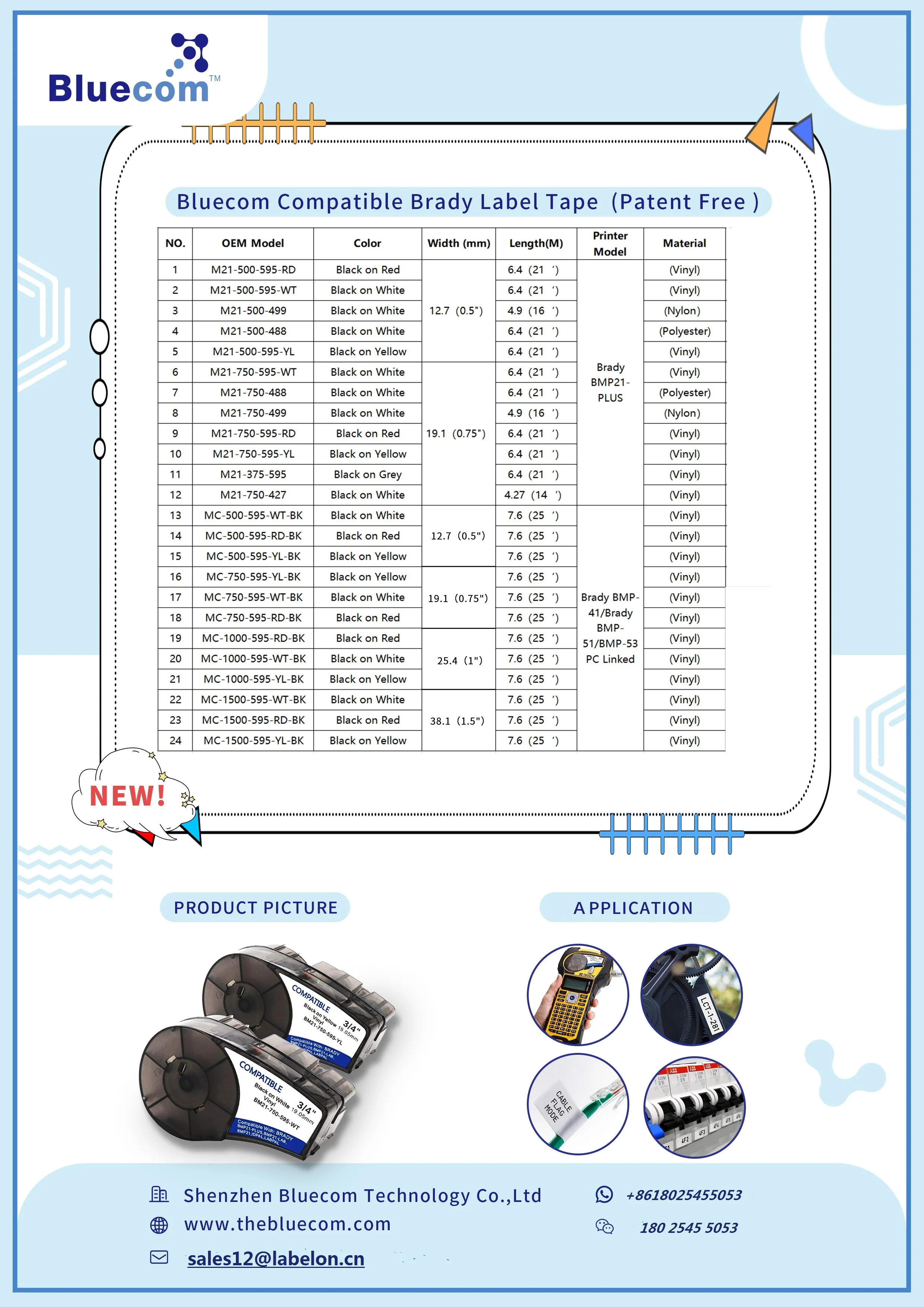 Description Picture 2 of itemLabel Tape M21-750-427 M21 750 499 Ribbon Vinyl Label Black On White Film For Use In Brady Portable Printers BMP21 Plus