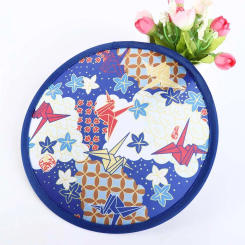 1PC Random Color Folding Flying Disk Japanese Style Circular Fan Kid Outdoor Collapsible Portable Decorative Memory Steel Wire