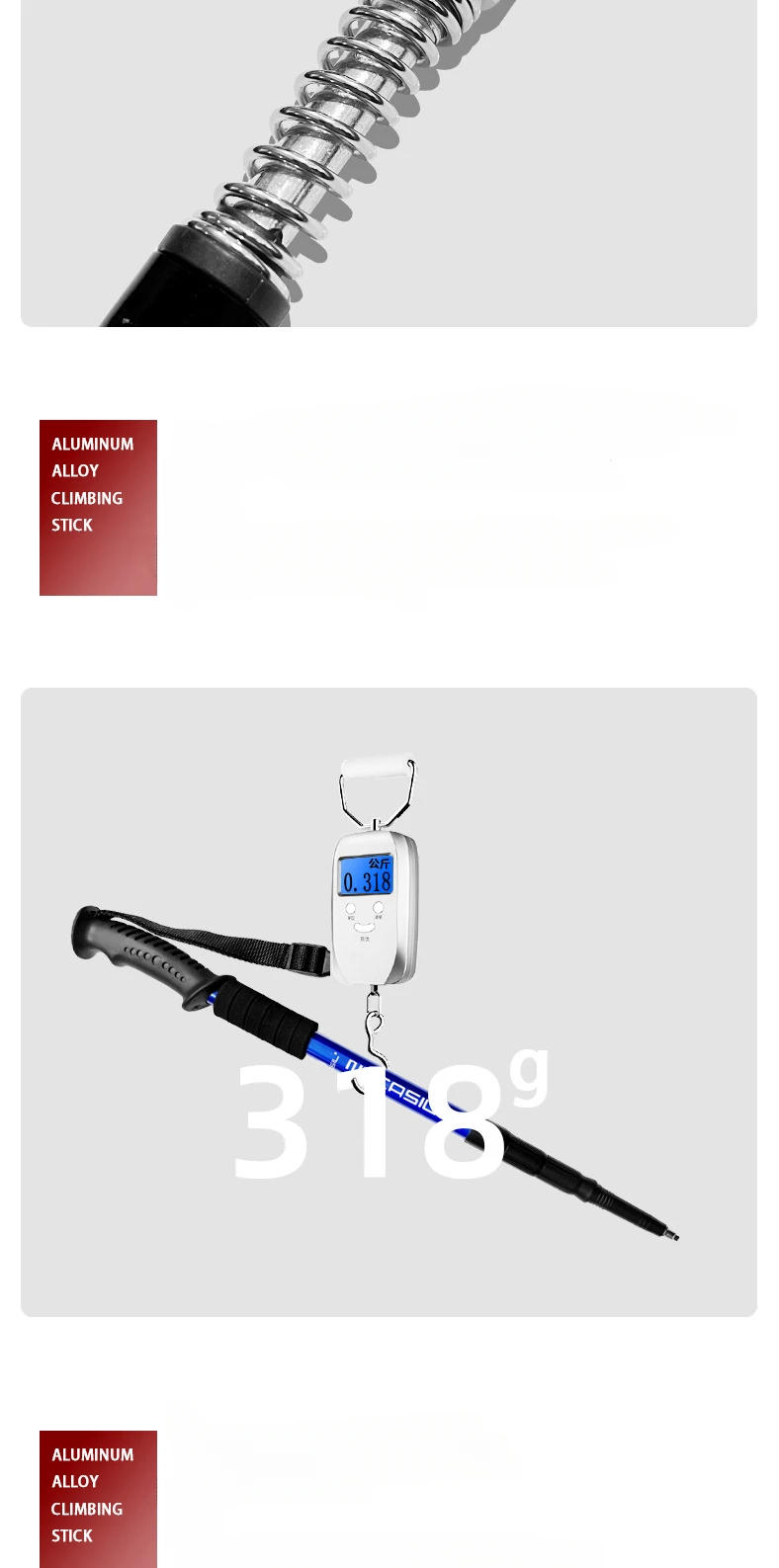 Description Picture 5 of itemAluminium Alloy Teleskopic Stick Hiking Poles Bastão De Trekking Walking Stick Ultralight Absorber Walking Cane Alpenstock