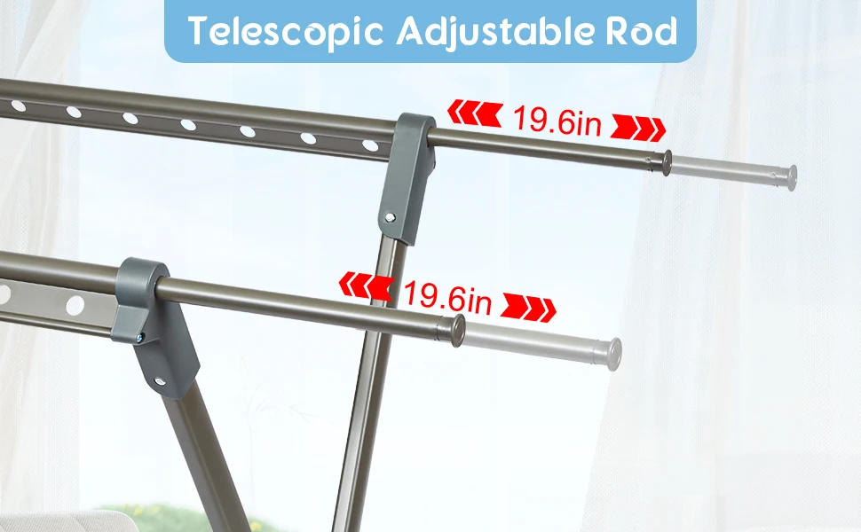 Description Picture 6 of item90 Inches Outdoor Clothes Drying Rack Foldable,Retractable Large Drying Rack Clothing