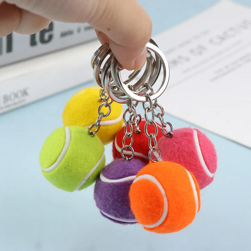 Description Picture 5 of item1PC Tennis Ball Key Chain Metal Keychain Car Key Chain Key Ring sports chain pendant Sport Ball Club Souvenir Teenager Fan Gift