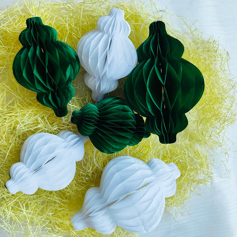 Description Picture 6 of itemFANLUS 1pcs Chinese gourd shaped hanging paper honeycomb flower ball handicraft party wedding home DIY decorative paper lantern