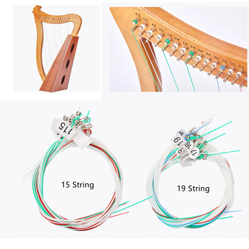 Description Picture 2 of item15/16/19/21/24Strings Lyre Brass Strings Set Lyre Harp Nylon String Replacement Musical Instruments Lyres Strings Beginners