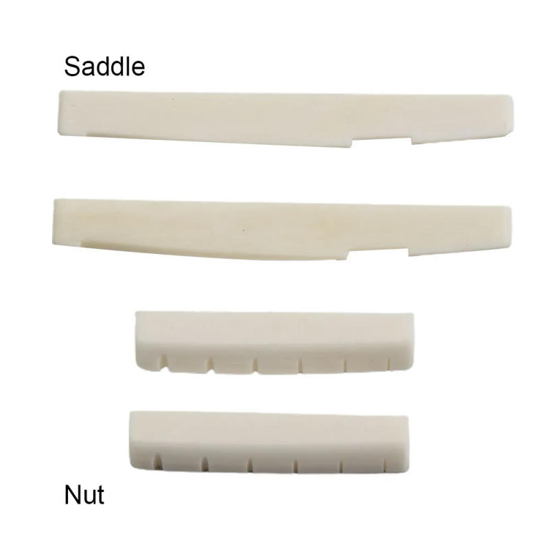 Description Picture 3 of item2 Sets 4 Pcs 6 String Acoustic Guitar Bone Bridge Saddle 72mm And Nut 43mm Cow Bone Nut Top Folk Pillow Folk Bottom Pillow