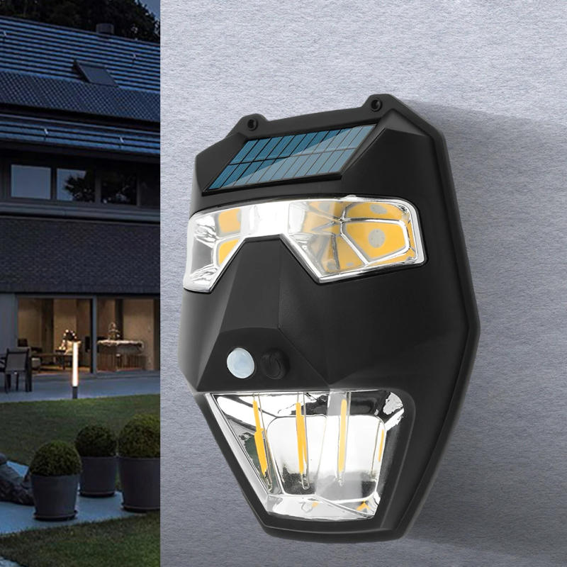 Description Picture 4 of itemOutdoor Solar Tungsten Wire Wall Light 5 Modes COB+LED Mask Warning Light Courtyard Sensing Light for Garden Villa Patio Yard