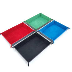 Double-Sided Dice Storage Tray Holder  Leather Folding  Velvet for  D&D Card Memo Table Games Organizer