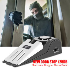 125DB Wireless Door Stop Alarm Stainless Steel 3 Sensitivity Level Sensor Wedge-shaped Portable Home Travel Security