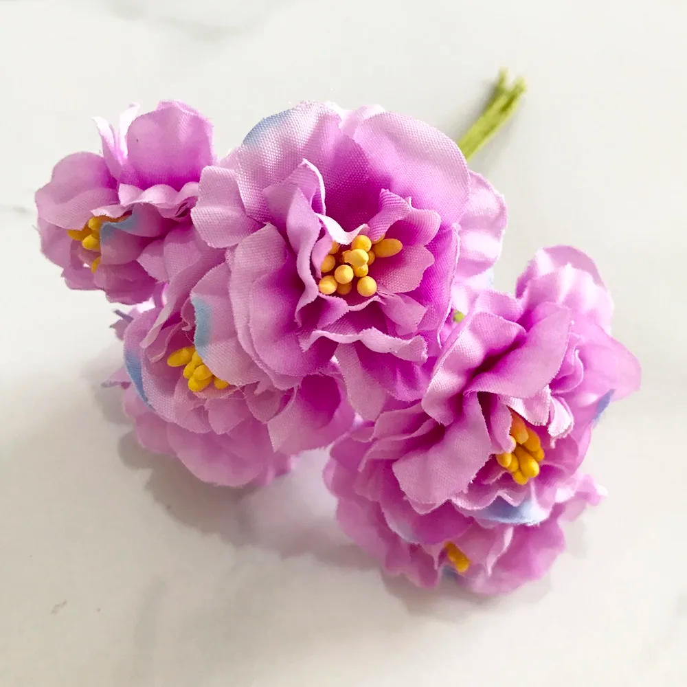 Description Picture 4 of item6/8/10/12/50/70/90pcs Mix Purple Flower Cherry Stamen Berries Bundle DIY Christmas Wedding Cake Gift Box Wreaths Decor