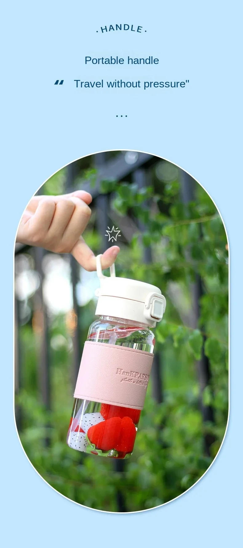 Description Picture 3 of item1PcS Creative Water Bottle with Straw Portable Cute Plastic Drinking Bottle Leak-proof Drinkware for Drinking Milk Coffee Tea