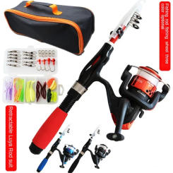Telescopic 31cm Mini Fishing Rods Combo Set Collapsible Rods Reels Lures Hooks Bag Portable Fishing Kit for Children Adults