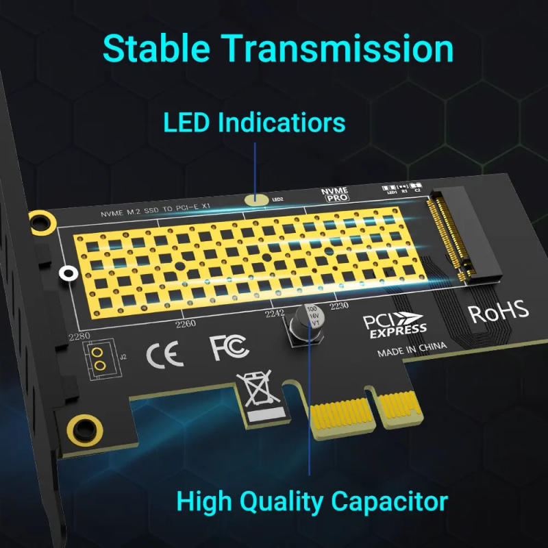 Description Picture 6 of itemJEYI M.2 NVME SSD to PCIE X1 Adapter Card, 2280 SSD PCIe 3.0 4.0 Expansion Card for Desktop PC, PCI-E GEN4 16Gbps Full Speed SK1