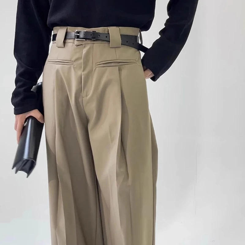 Description Picture 5 of itemKhaki High-waist Drape Straight Casual Pants Men Spring Autumn Loose Floor-length Trousers Suit Trousers Wide-leg Couple Pants