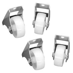 4pcs Directional Flat Industrial Caster Wheels Thick Plate Non-Swivel Trolley Orienteering Furniture 1" Fixed Wheel Replacement