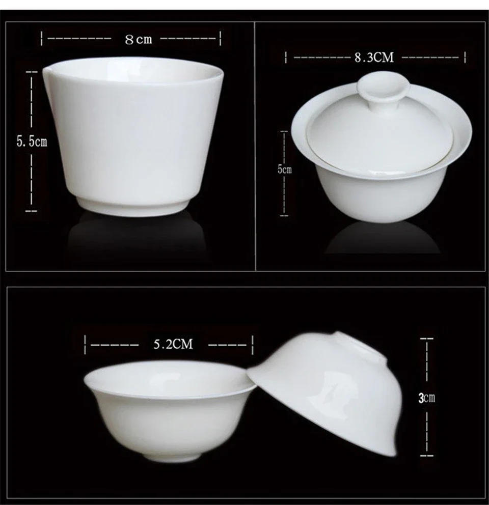 Description Picture 2 of itemSet Chinese Travel Kung Fu Tea Set Ceramic Portable Teacup Porcelain Service Gaiwan Tea Cups Mug of Tea Ceremony Teapot