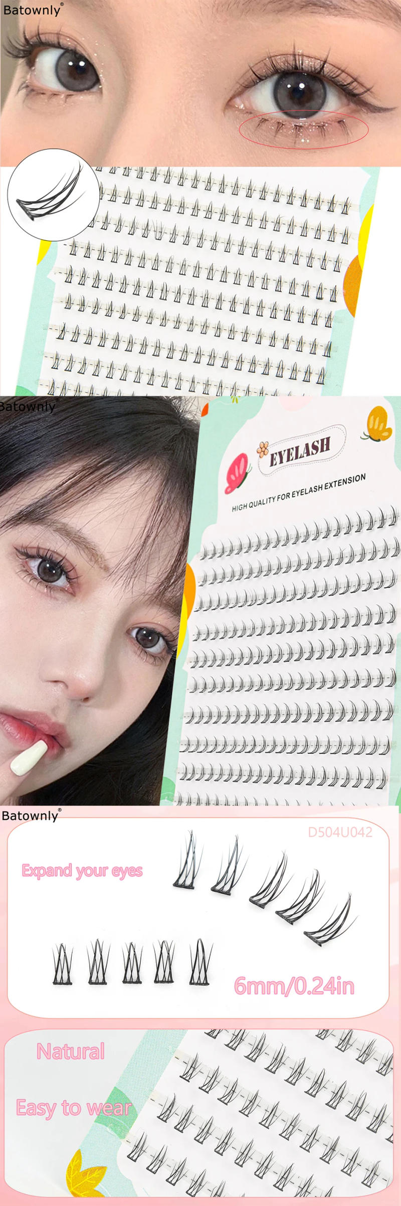 Description Picture 3 of item200 Clusters of Small Crescent False Eyelashes With Distinct Roots and Natural Imitation Grafted Eyelashes for Fairy Lower Eyela