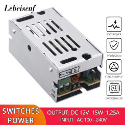 100-240V AC to DC 12V 1.25A 15W Converter Switch Mode Power Supply LED Lighting Transformer Drive Adapter AC/DC-enclosed SMPS