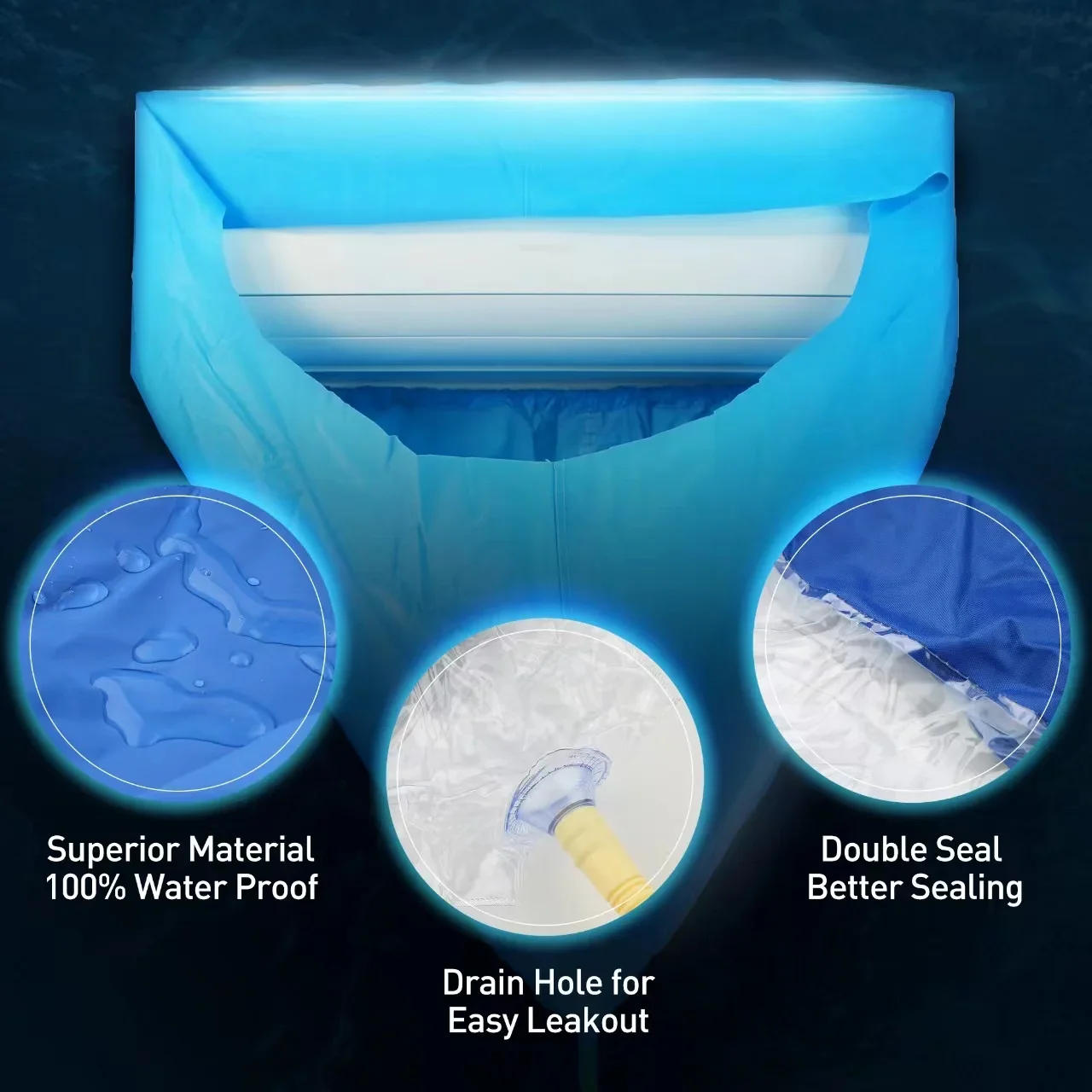 Description Picture 4 of itemLarge 95/130cm Air Conditioner Cleaning Cover Kit Double Thickening Wash Mounted Protective Dust Cleaner Water Bag Support Plate