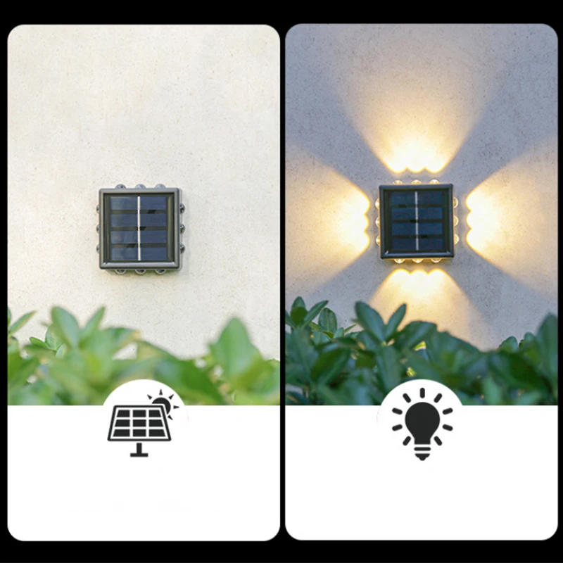 Description Picture 5 of itemOutdoor 4x4LED UP and Down Illuminate Solar Wall Lamp Garden Yard Decoration Sunlight Waterproof Solar Powered Lights
