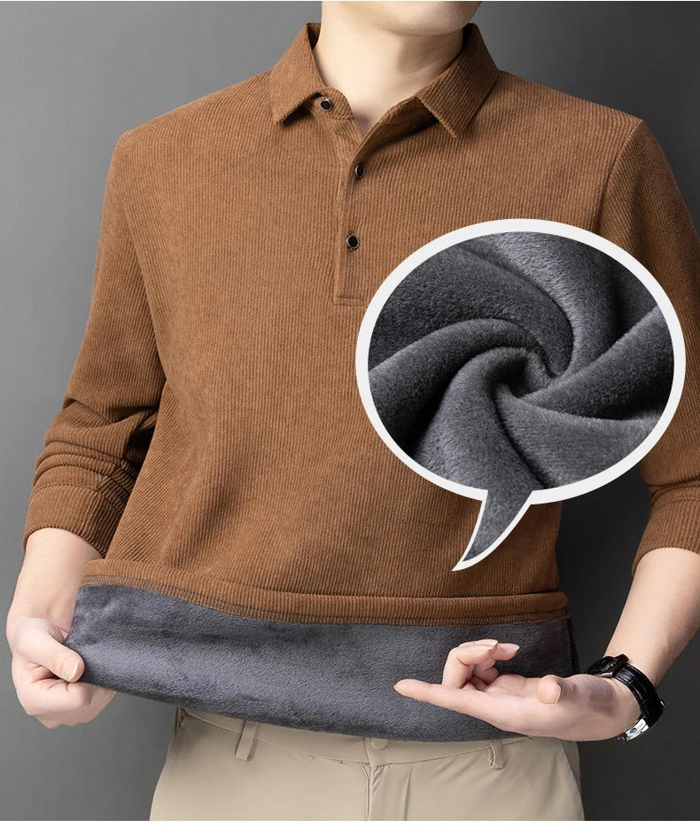 Description Picture 5 of item2023 Autumn and Winter New Men's Polo Shirt Daily Casual Long Sleeve T-shirt Warm Thickened Bottoming Shirt Turtleneck