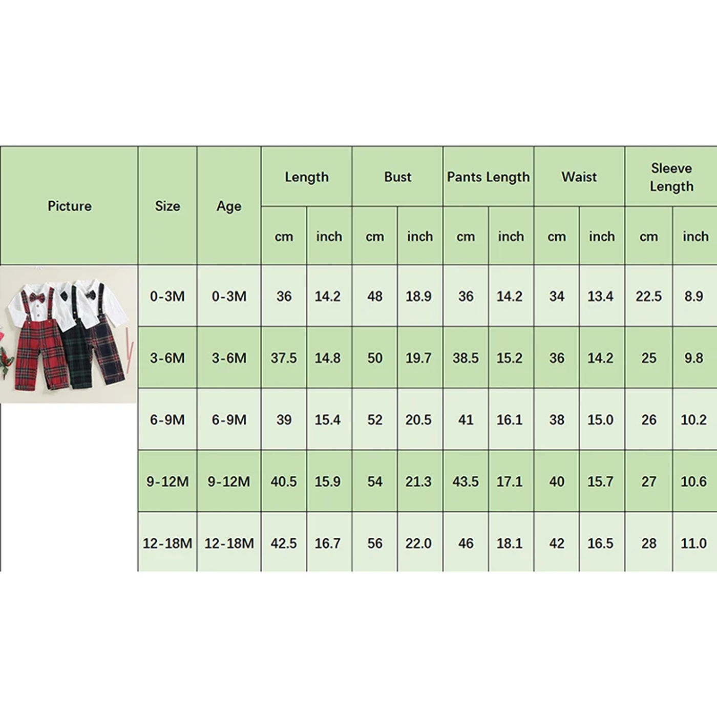 Description Picture 2 of itemBaby Boy Gentleman Outfits Long Sleeve Lapel Romper + Plaid Suspender Pants + Bow Tie 3Pcs Sets Newborn Toddler Christmas Formal